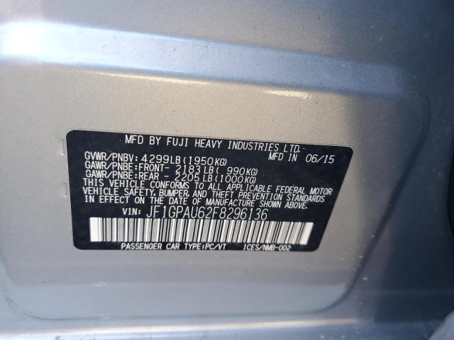 JF1GPAU62F8296136 - 2015 SUBARU IMPREZA SP SILVER photo 10