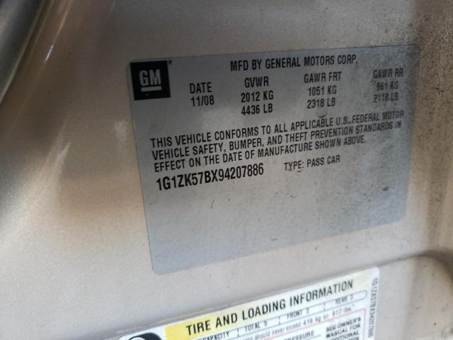 1G1ZK57BX94207886 - 2009 CHEVROLET MALIBU LTZ ოქროსფერი ფოტო 10