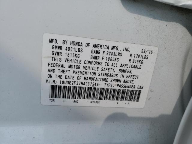 19UDE2F37HA007549 - 2017 ACURA ILX BASE W Ağ foto 10