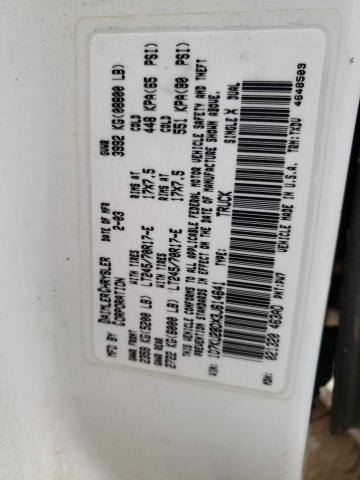 1D7KU28DX3J614641 - 2003 DODGE RAM 2500 S WHITE photo 10