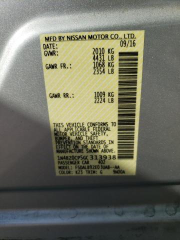 1N4BZ0CP5GC313938 - 2016 NISSAN LEAF SV SILVER photo 10