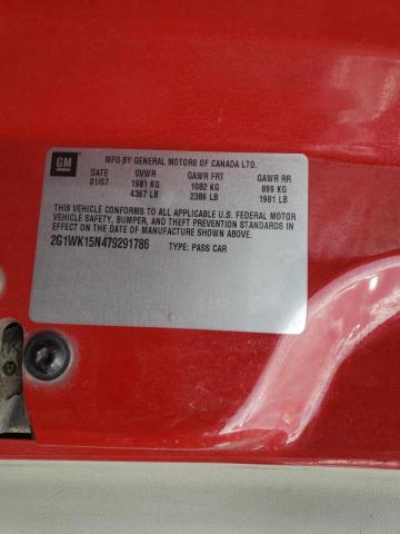 2G1WK15N479291786 - 2007 CHEVROLET MONTE CARL წითელი ფოტო 10