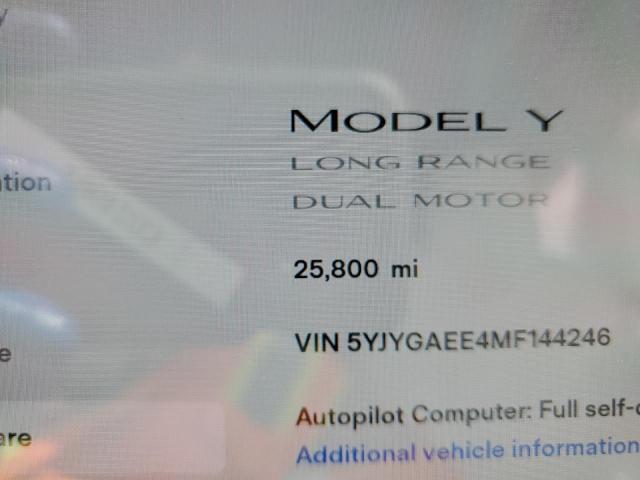5YJYGAEE4MF144246 - 2021 TESLA MODEL Y أبيض صورة 8