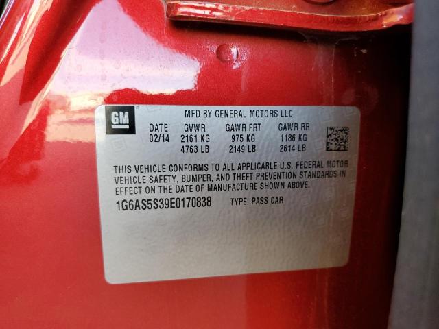 1G6AS5S39E0170838 - 2014 CADILLAC CTS PERFOR წითელი ფოტო 10