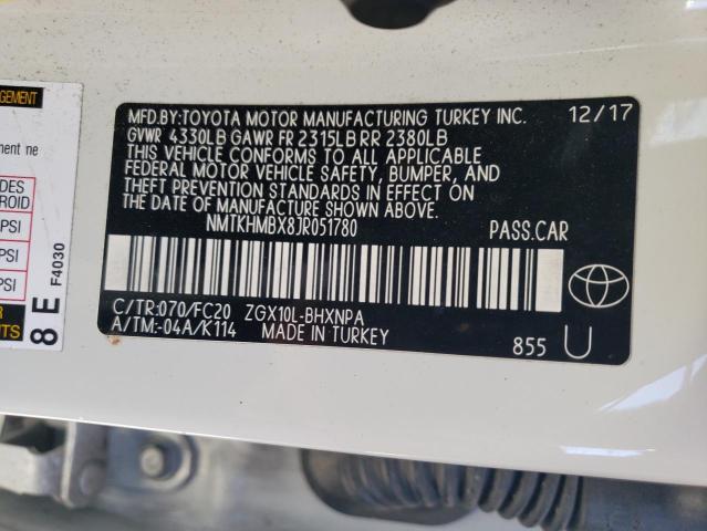 NMTKHMBX8JR051780 - 2018 TOYOTA C-HR XLE WHITE photo 10