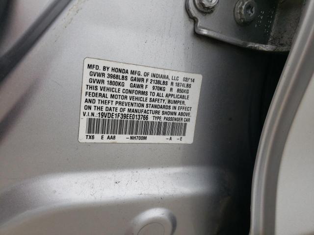 19VDE1F39EE013766 - 2014 ACURA ILX 20 SILVER photo 10