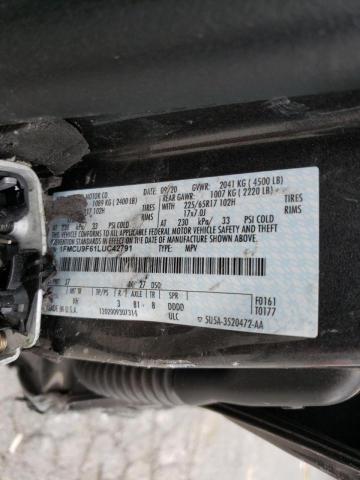 1FMCU9F61LUC42791 - 2020 FORD ESCAPE S GRAY photo 10