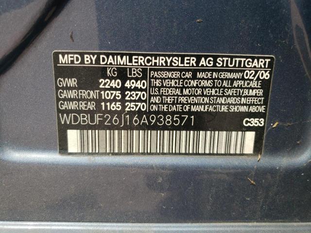 WDBUF26J16A938571 - 2006 MERCEDES-BENZ E 320 CDI BLUE photo 10