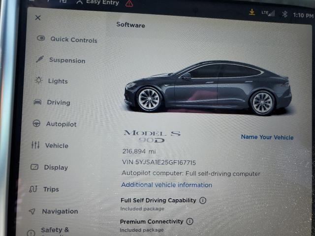 5YJSA1E25GF167715 - 2016 TESLA MODEL S Boz foto 8