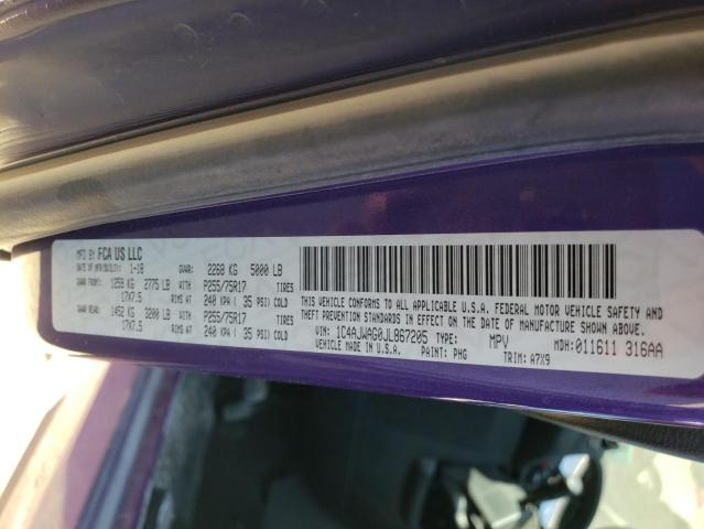 1C4AJWAG0JL867205 - 2018 JEEP WRANGLER S PURPLE photo 10