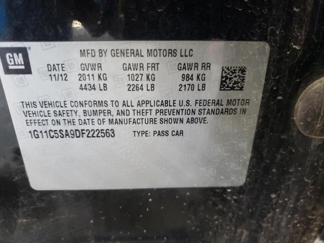 1G11C5SA9DF222563 - 2013 CHEVROLET MALIBU 1LT BLACK photo 10