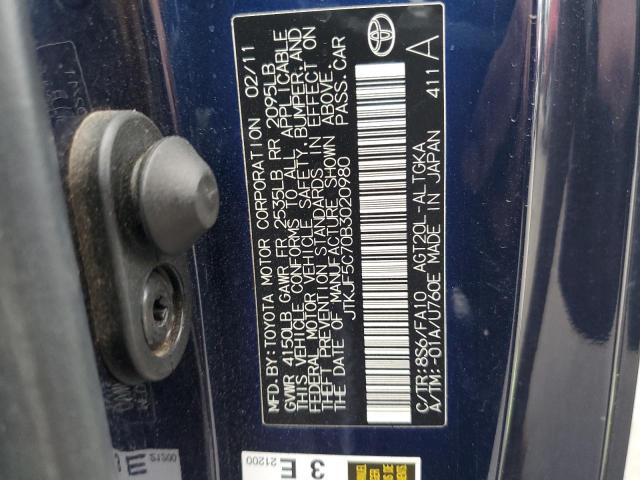 JTKJF5C70B3020980 - 2011 TOYOTA SCION TC BLUE photo 10