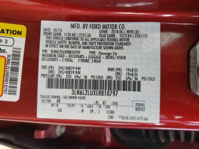 3LN6L2LUXER810797 - 2014 LINCOLN MKZ HYBRID RED photo 10