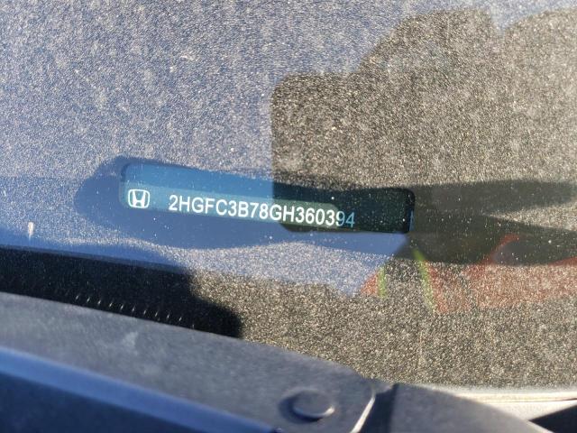 2HGFC3B78GH360394 - 2016 HONDA CIVIC EXL ლურჯი ფოტო 10
