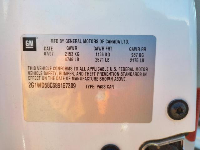 2G1WD58C689157309 - 2008 CHEVROLET IMPALA SUP 白色 照片 10