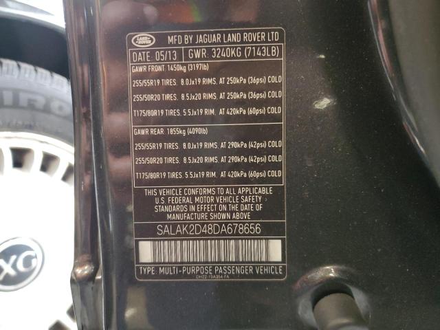 SALAK2D48DA678656 - 2013 LAND ROVER LR4 HSE LU BLACK photo 10