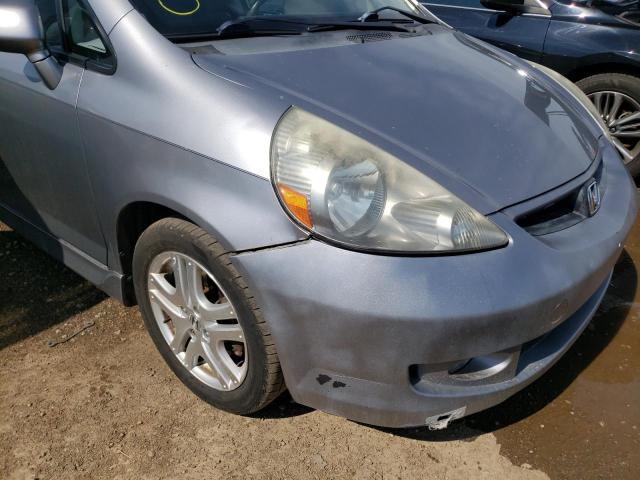 JHMGD38697S054973 - 2007 HONDA FIT S GRAY photo 9