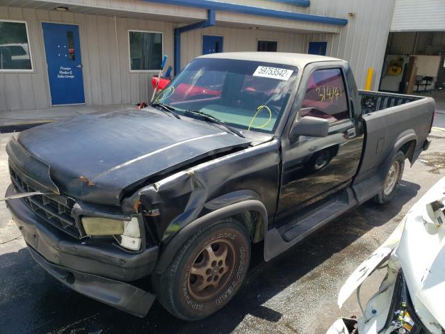 1B7FL26X5TS609854 - 1996 DODGE DAKOTA BLACK photo 2