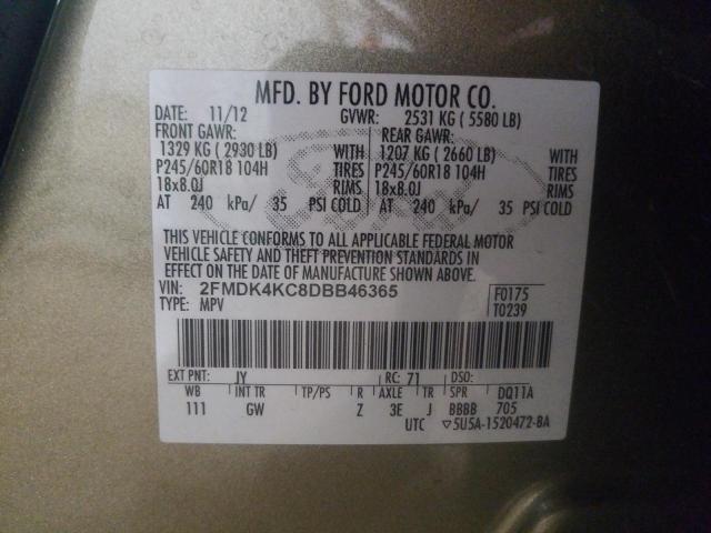 2FMDK4KC8DBB46365 - 2013 FORD EDGE LIMIT GREEN photo 10