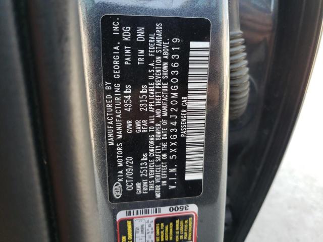 5XXG34J20MG036319 - 2021 KIA K5 EX GRAY photo 10