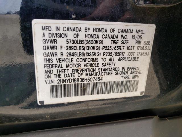 2HNYD18836H507464 - 2006 ACURA MDX TOURIN BLACK photo 10