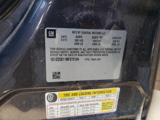 1G1ZC5E11BF273194 - 2011 CHEVROLET MALIBU 1LT 灰色 照片 10