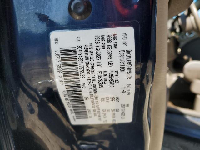 3C4FY4BB91T572259 - 2001 CHRYSLER PT CRUISER BLUE photo 10