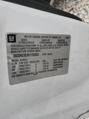 2GCEK23C991138039 - 2009 CHEVROLET SILVERADO WHITE photo 10