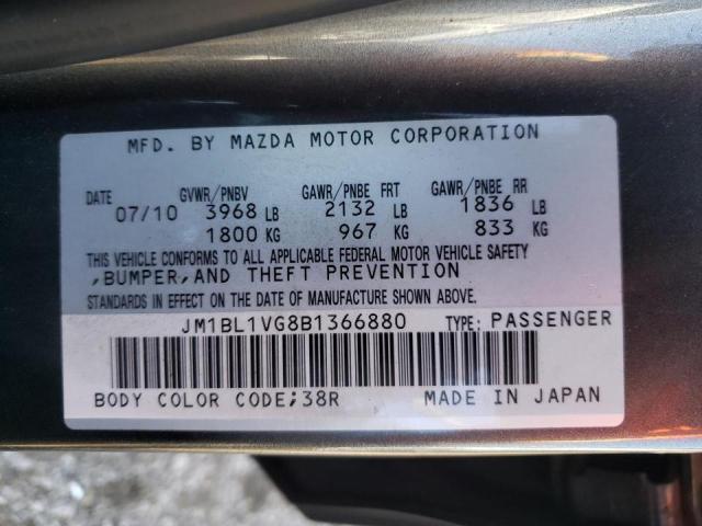 JM1BL1VG8B1366880 - 2011 MAZDA 3 I GRAY photo 10