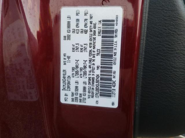 1D7KU28DX3J567434 - 2003 DODGE RAM 2500 S Բորդո լուսանկար 10