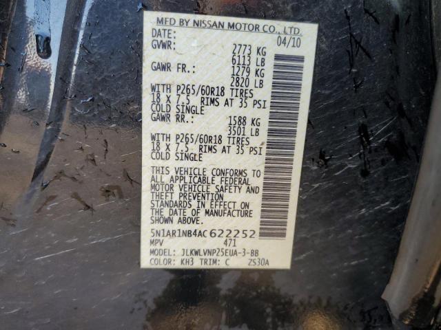 5N1AR1NB4AC622252 - 2010 NISSAN PATHFINDER S  photo 10