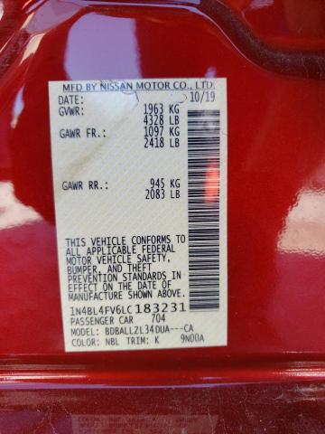 1N4BL4FV6LC183231 - 2020 NISSAN ALTIMA PLA RED photo 10