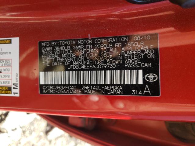 JTDBU4EE6AJ079730 - 2010 TOYOTA COROLLA BASE  照片 10