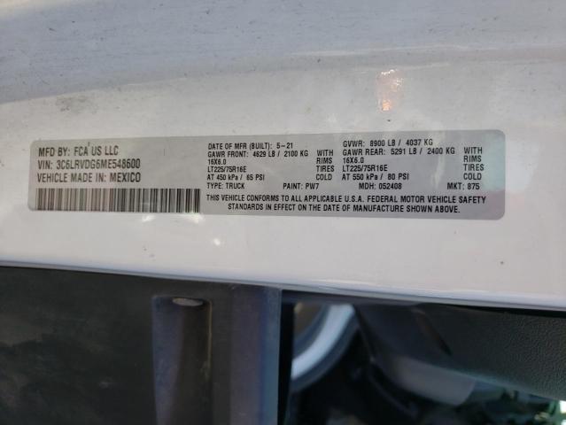 3C6LRVDG6ME548600 - 2021 RAM PROMASTER 白色 照片 10