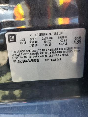 1G1JA5SG4F4205520 - 2015 CHEVROLET SONIC LS BLACK photo 10