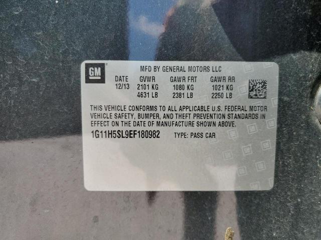 1G11H5SL9EF180982 - 2014 CHEVROLET MALIBU LTZ შავი ფოტო 10