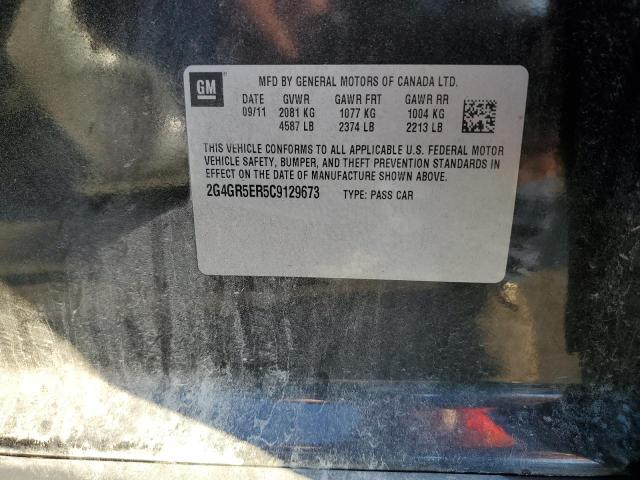 2G4GR5ER5C9129673 - 2012 BUICK REGAL BLACK photo 10