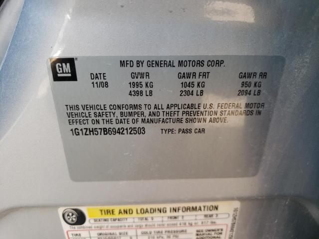 1G1ZH57B694212503 - 2009 CHEVROLET MALIBU 1LT 银色 照片 10