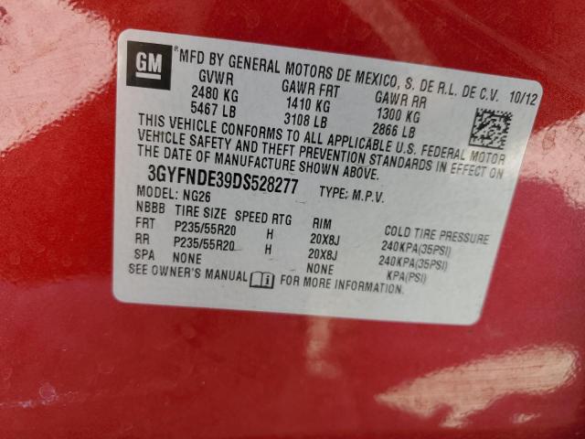 3GYFNDE39DS528277 - 2013 CADILLAC SRX PERFOR 红色 照片 10