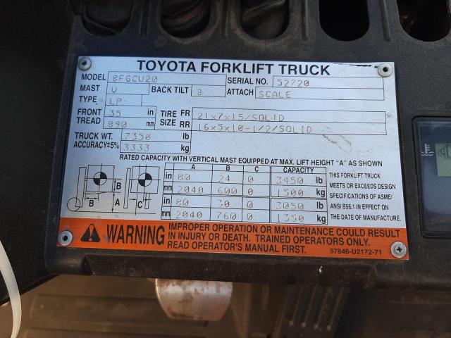 52720 - 2014 TOYOTA FORKLIFT ORANGE photo 10