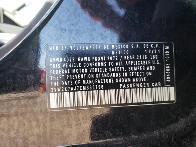 3VW2K7AJ7CM355796 - 2012 VOLKSWAGEN JETTA BASE 黑色 照片 10
