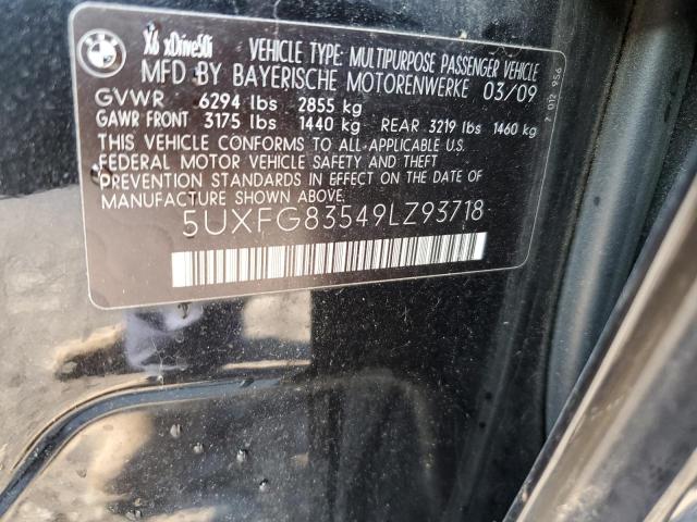 5UXFG83549LZ93718 - 2009 BMW X6 BLACK photo 10