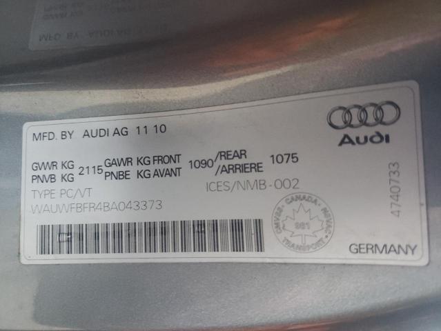 WAUWFBFR4BA043373 - 2011 AUDI A5 PRESTIG SILVER photo 10