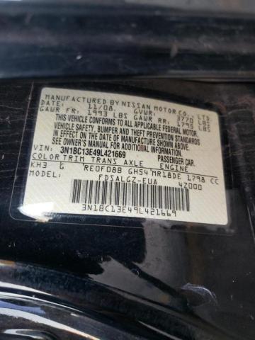 3N1BC13E49L421669 - 2009 NISSAN VERSA S BLACK photo 10