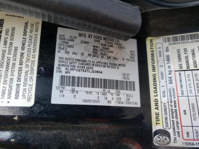 5LMFU27527LJ23604 - 2007 LINCOLN NAVIGATOR BLACK photo 10