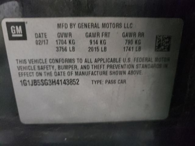 1G1JB5SG3H4143852 - 2017 CHEVROLET SONIC LS BLACK photo 10