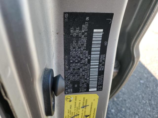 JTEEW21A460018335 - 2006 TOYOTA HIGHLANDER SILVER photo 10