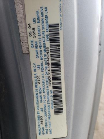 3VWCK31C44M422435 - 2004 VOLKSWAGEN NEW BEETLE 银色 照片 10