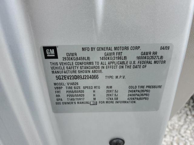 5GZEV23D89J204066 - 2009 SATURN OUTLOOK XR SILVER photo 10