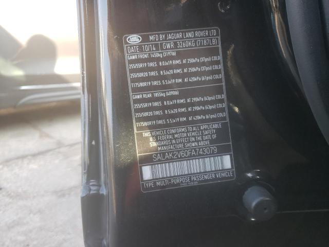 SALAK2V60FA743079 - 2015 LAND ROVER LR4 HSE LU BLACK photo 10